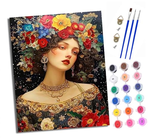 Malen nach Zahlen Erwachsene Frau umgeben von Blumen DIY Handgemalt Ölgemälde Kit Paint by Numbers Adult Mit 3 - Pinseln und Acrylfarbe Knitterfreie Leinwand set - 40 X 50 CM Malen nach Zahlen Erwachsene Frau umgeben von Blumen DIY Handgemalt Ölgemälde Kit Paint by Numbers Adult Mit 3 - Pinseln und Acrylfarbe Knitterfreie Leinwand set - 40 X 50 CM von XXHXIE