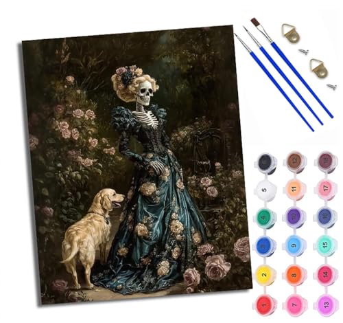 Malen nach Zahlen Erwachsene Friedhofsgeister und alte Kirchen DIY Handgemalt Ölgemälde Kit Paint by Numbers Adult Mit 3 - Pinseln und Acrylfarbe Knitterfreie Leinwand set - 40 X 50 CM von XXHXIE
