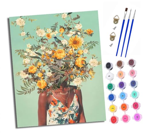 Malen nach Zahlen Erwachsene Geblümtes Damenkleid DIY Handgemalt Ölgemälde Kit Mit 3 - Pinseln und Acrylfarbe knitterfreie leinwand Kit - 40 X 50 CM Mit Rahmen Malen nach Zahlen Erwachsene Geblümtes Damenkleid DIY Handgemalt Ölgemälde Kit Mit 3 - Pinseln und Acrylfarbe knitterfreie leinwand Kit - 40 X 50 CM Mit Rahmen von XXHXIE