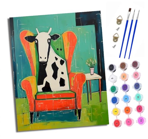 Malen nach Zahlen Erwachsene Gescheckte Kuh auf dem Sofa DIY Handgemalt Ölgemälde Kit Paint by Numbers Adult Mit 3 - Pinseln und Acrylfarbe Knitterfreie Leinwand set - 40 X 50 CM Malen nach Zahlen Erwachsene Gescheckte Kuh auf dem Sofa DIY Handgemalt Ölgemälde Kit Paint by Numbers Adult Mit 3 - Pinseln und Acrylfarbe Knitterfreie Leinwand set - 40 X 50 CM von XXHXIE