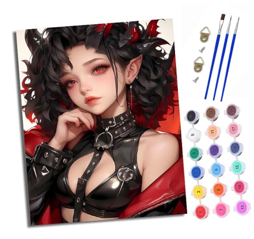 Malen nach Zahlen Erwachsene Gothic-Mädchen DIY Handgemalt Ölgemälde Kit Mit 3 - Pinseln und Acrylfarbe knitterfreie leinwand Kit - 40 X 50 CM Mit Rahmen Malen nach Zahlen Erwachsene Gothic-Mädchen DIY Handgemalt Ölgemälde Kit Mit 3 - Pinseln und Acrylfarbe knitterfreie leinwand Kit - 40 X 50 CM Mit Rahmen von XXHXIE