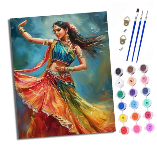 Malen nach Zahlen Erwachsene Indisches Mädchen tanzt DIY Handgemalt Ölgemälde Kit Mit 3 - Pinseln und Acrylfarbe knitterfreie leinwand Kit - 40 X 50 CM Mit Rahmen Malen nach Zahlen Erwachsene Indisches Mädchen tanzt DIY Handgemalt Ölgemälde Kit Mit 3 - Pinseln und Acrylfarbe knitterfreie leinwand Kit - 40 X 50 CM Mit Rahmen von XXHXIE