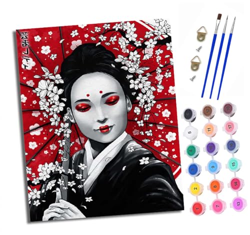 Malen nach Zahlen Erwachsene Japanisches Geisha-Mädchen DIY Handgemalt Ölgemälde Kit Paint by Numbers Adult Mit 3 - Pinseln und Acrylfarbe Knitterfreie Leinwand set - 40 X 50 CM Malen nach Zahlen Erwachsene Japanisches Geisha-Mädchen DIY Handgemalt Ölgemälde Kit Paint by Numbers Adult Mit 3 - Pinseln und Acrylfarbe Knitterfreie Leinwand set - 40 X 50 CM von XXHXIE