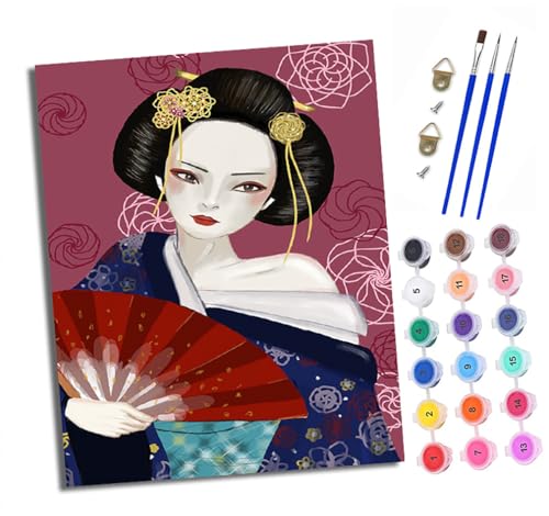 Malen nach Zahlen Erwachsene Japanisches Kimono-Mädchen DIY Handgemalt Ölgemälde Kit Paint by Numbers Adult Mit 3 - Pinseln und Acrylfarbe Knitterfreie Leinwand set - 40 X 50 CM Malen nach Zahlen Erwachsene Japanisches Kimono-Mädchen DIY Handgemalt Ölgemälde Kit Paint by Numbers Adult Mit 3 - Pinseln und Acrylfarbe Knitterfreie Leinwand set - 40 X 50 CM von XXHXIE