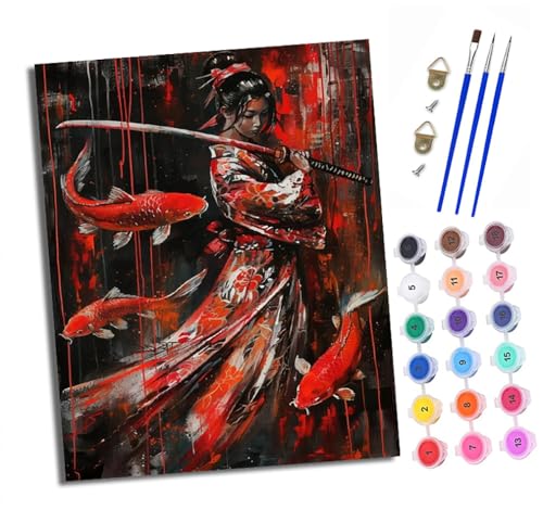 Malen nach Zahlen Erwachsene Japanisches Samurai-Mädchen DIY Handgemalt Ölgemälde Kit Paint by Numbers Adult Mit 3 - Pinseln und Acrylfarbe Knitterfreie Leinwand set - 40 X 50 CM Malen nach Zahlen Erwachsene Japanisches Samurai-Mädchen DIY Handgemalt Ölgemälde Kit Paint by Numbers Adult Mit 3 - Pinseln und Acrylfarbe Knitterfreie Leinwand set - 40 X 50 CM von XXHXIE