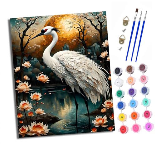 Malen nach Zahlen Erwachsene Kraniche am Moon Lake DIY Handgemalt Ölgemälde Kit Paint by Numbers Adult Mit 3 - Pinseln und Acrylfarbe knitterfreie leinwand Kit - 40 X 50 CM Malen nach Zahlen Erwachsene Kraniche am Moon Lake DIY Handgemalt Ölgemälde Kit Paint by Numbers Adult Mit 3 - Pinseln und Acrylfarbe knitterfreie leinwand Kit - 40 X 50 CM von XXHXIE