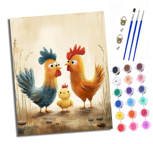 Malen nach Zahlen Erwachsene Küken und Schwanz DIY Handgemalt Ölgemälde Kit Paint by Numbers Adult Mit 3 - Pinseln und Acrylfarbe knitterfreie leinwand Kit - 40 X 50 CM von XXHXIE