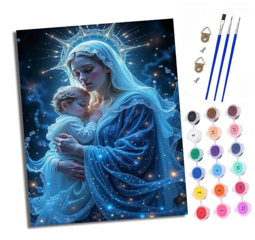 Malen nach Zahlen Erwachsene Leuchtende Madonna DIY Handgemalt Ölgemälde Kit Paint by Numbers Adult Mit 3 - Pinseln und Acrylfarbe knitterfreie leinwand Kit - 40 X 50 CM Malen nach Zahlen Erwachsene Leuchtende Madonna DIY Handgemalt Ölgemälde Kit Paint by Numbers Adult Mit 3 - Pinseln und Acrylfarbe knitterfreie leinwand Kit - 40 X 50 CM von XXHXIE