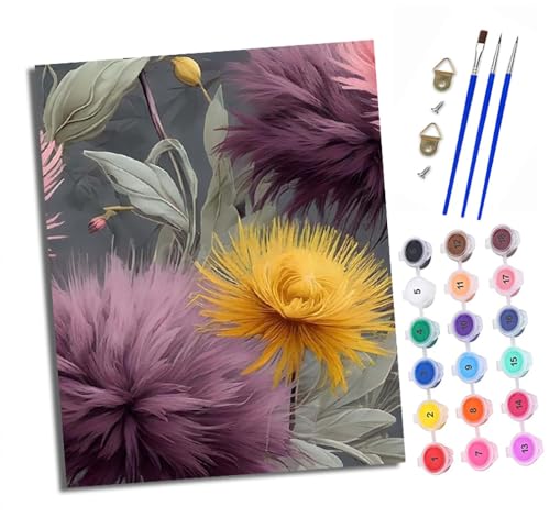 Malen nach Zahlen Erwachsene Lila und gelbe gefiederte Blüten DIY Handgemalt Ölgemälde Kit Paint by Numbers Adult Mit 3 - Pinseln und Acrylfarbe knitterfreie leinwand Kit - 40 X 50 CM Malen nach Zahlen Erwachsene Lila und gelbe gefiederte Blüten DIY Handgemalt Ölgemälde Kit Paint by Numbers Adult Mit 3 - Pinseln und Acrylfarbe knitterfreie leinwand Kit - 40 X 50 CM von XXHXIE