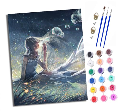 Malen nach Zahlen Erwachsene Mädchen bläst Seifenblasen DIY Handgemalt Ölgemälde Kit Paint by Numbers Adult Mit 3 - Pinseln und Acrylfarbe knitterfreie leinwand Kit - 40 X 50 CM Malen nach Zahlen Erwachsene Mädchen bläst Seifenblasen DIY Handgemalt Ölgemälde Kit Paint by Numbers Adult Mit 3 - Pinseln und Acrylfarbe knitterfreie leinwand Kit - 40 X 50 CM von XXHXIE
