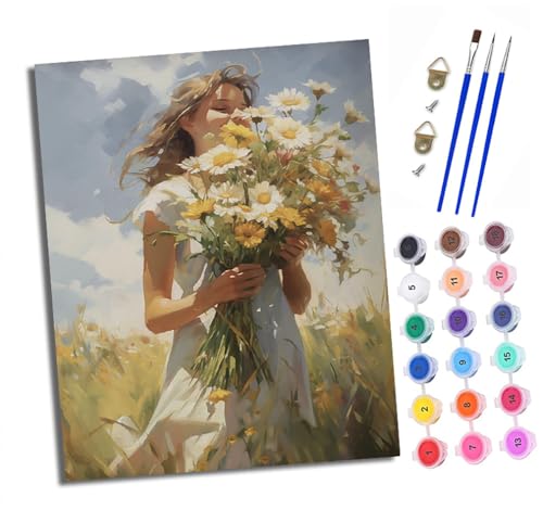 Malen nach Zahlen Erwachsene Mädchen mit Gänseblümchen in den Blumen DIY Handgemalt Ölgemälde Kit Mit 3 - Pinseln und Acrylfarbe Knitterfreie Leinwand set - 40 X 50 CM Mit Rahmen Malen nach Zahlen Erwachsene Mädchen mit Gänseblümchen in den Blumen DIY Handgemalt Ölgemälde Kit Mit 3 - Pinseln und Acrylfarbe Knitterfreie Leinwand set - 40 X 50 CM Mit Rahmen von XXHXIE
