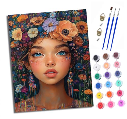Malen nach Zahlen Erwachsene Mädchen unter Blumen DIY Handgemalt Ölgemälde Kit Mit 3 - Pinseln und Acrylfarbe knitterfreie leinwand Kit - 40 X 50 CM Mit Rahmen Malen nach Zahlen Erwachsene Mädchen unter Blumen DIY Handgemalt Ölgemälde Kit Mit 3 - Pinseln und Acrylfarbe knitterfreie leinwand Kit - 40 X 50 CM Mit Rahmen von XXHXIE
