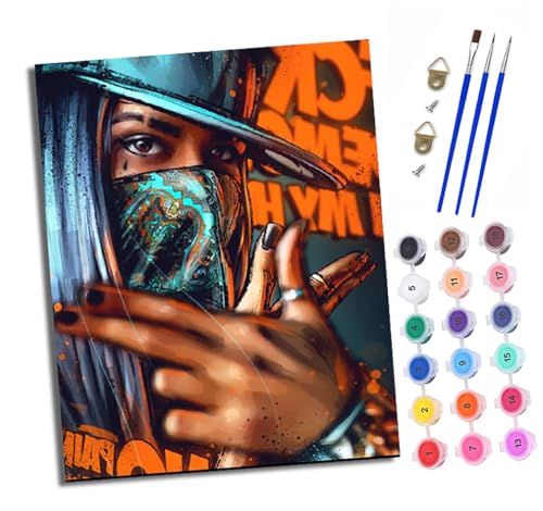 Malen nach Zahlen Erwachsene Maskierter Hip-Hop-Mann DIY Handgemalt Ölgemälde Kit Paint by Numbers Adult Mit 3 - Pinseln und Acrylfarbe knitterfreie leinwand Kit - 40 X 50 CM Malen nach Zahlen Erwachsene Maskierter Hip-Hop-Mann DIY Handgemalt Ölgemälde Kit Paint by Numbers Adult Mit 3 - Pinseln und Acrylfarbe knitterfreie leinwand Kit - 40 X 50 CM von XXHXIE