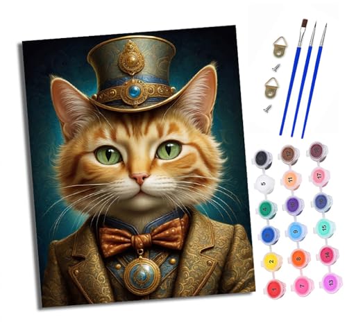 Malen nach Zahlen Erwachsene Orangefarbene Katze mit Zylinder DIY Handgemalt Ölgemälde Kit Paint by Numbers Adult Mit 3 - Pinseln und Acrylfarbe Knitterfreie Leinwand set - 40 X 50 CM Malen nach Zahlen Erwachsene Orangefarbene Katze mit Zylinder DIY Handgemalt Ölgemälde Kit Paint by Numbers Adult Mit 3 - Pinseln und Acrylfarbe Knitterfreie Leinwand set - 40 X 50 CM von XXHXIE