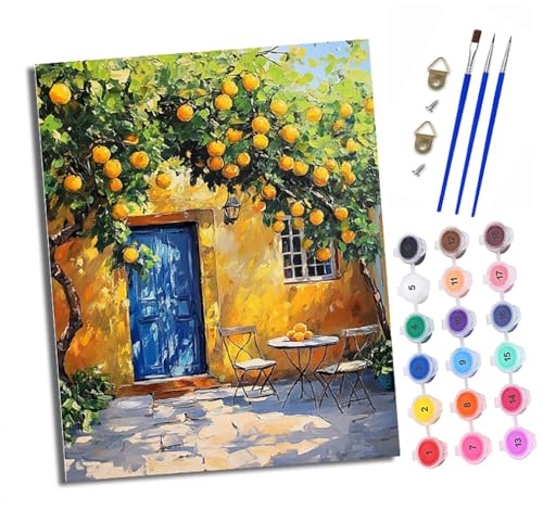 Malen nach Zahlen Erwachsene Orangenbaumhof DIY Handgemalt Ölgemälde Kit Mit 3 - Pinseln und Acrylfarbe Knitterfreie Leinwand set - 40 X 50 CM Mit Rahmen Malen nach Zahlen Erwachsene Orangenbaumhof DIY Handgemalt Ölgemälde Kit Mit 3 - Pinseln und Acrylfarbe Knitterfreie Leinwand set - 40 X 50 CM Mit Rahmen von XXHXIE