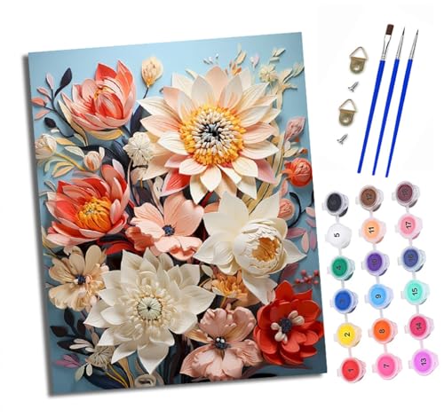 Malen nach Zahlen Erwachsene Papierkunst-Blumenkombination DIY Handgemalt Ölgemälde Kit Paint by Numbers Adult Mit 3 - Pinseln und Acrylfarbe knitterfreie leinwand Kit - 40 X 50 CM Malen nach Zahlen Erwachsene Papierkunst-Blumenkombination DIY Handgemalt Ölgemälde Kit Paint by Numbers Adult Mit 3 - Pinseln und Acrylfarbe knitterfreie leinwand Kit - 40 X 50 CM von XXHXIE