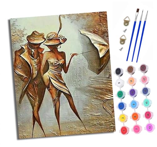 Malen nach Zahlen Erwachsene Porträt eines Paares mit einem Regenschirm DIY Handgemalt Ölgemälde Kit Mit 3 - Pinseln und Acrylfarbe knitterfreie leinwand Kit - 40 X 50 CM Mit Rahmen Malen nach Zahlen Erwachsene Porträt eines Paares mit einem Regenschirm DIY Handgemalt Ölgemälde Kit Mit 3 - Pinseln und Acrylfarbe knitterfreie leinwand Kit - 40 X 50 CM Mit Rahmen von XXHXIE