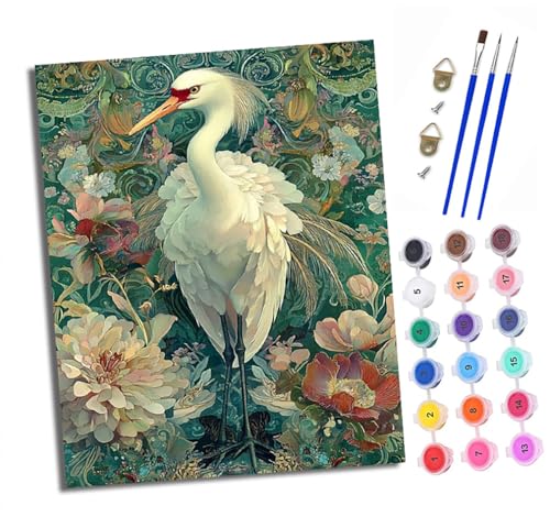 Malen nach Zahlen Erwachsene Reiher zwischen Blumen DIY Handgemalt Ölgemälde Kit Paint by Numbers Adult Mit 3 - Pinseln und Acrylfarbe Knitterfreie Leinwand set - 40 X 50 CM Malen nach Zahlen Erwachsene Reiher zwischen Blumen DIY Handgemalt Ölgemälde Kit Paint by Numbers Adult Mit 3 - Pinseln und Acrylfarbe Knitterfreie Leinwand set - 40 X 50 CM von XXHXIE