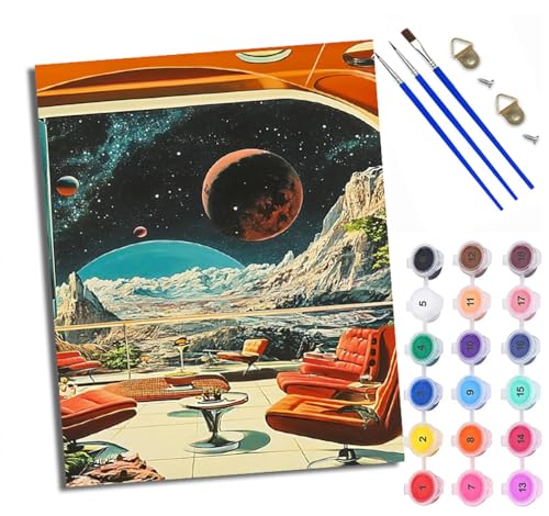 Malen nach Zahlen Erwachsene Rückansicht eines Mädchens, das gegen die Tür tritt Handgemalt Ölgemälde Kit Paint by Numbers Adult Mit 3 - Pinseln und Acrylfarbe Knitterfreie Leinwand set - 40 X 50 CM von XXHXIE