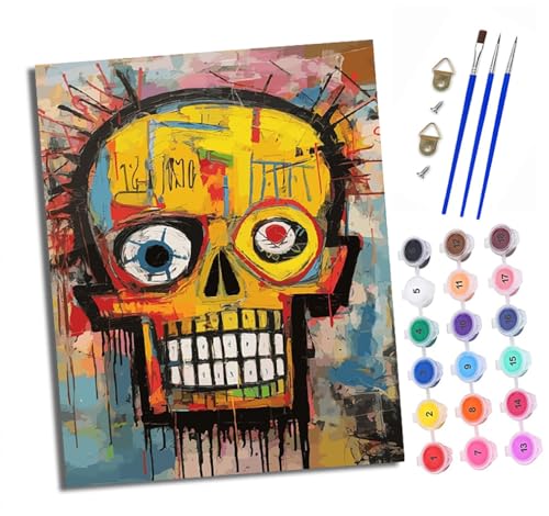 Malen nach Zahlen Erwachsene Schädel-Kunst-Graffiti DIY Handgemalt Ölgemälde Kit Mit 3 - Pinseln und Acrylfarbe Knitterfreie Leinwand set - 40 X 50 CM Mit Rahmen Malen nach Zahlen Erwachsene Schädel-Kunst-Graffiti DIY Handgemalt Ölgemälde Kit Mit 3 - Pinseln und Acrylfarbe Knitterfreie Leinwand set - 40 X 50 CM Mit Rahmen von XXHXIE