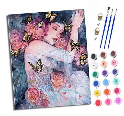 Malen nach Zahlen Erwachsene Schmetterlingstraumschönheit DIY Handgemalt Ölgemälde Kit Paint by Numbers Adult Mit 3 - Pinseln und Acrylfarbe knitterfreie leinwand Kit - 40 X 50 CM Malen nach Zahlen Erwachsene Schmetterlingstraumschönheit DIY Handgemalt Ölgemälde Kit Paint by Numbers Adult Mit 3 - Pinseln und Acrylfarbe knitterfreie leinwand Kit - 40 X 50 CM von XXHXIE