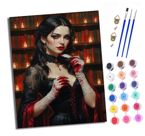 Malen nach Zahlen Erwachsene Schöne Vampirfrau DIY Handgemalt Ölgemälde Kit Paint by Numbers Adult Mit 3 - Pinseln und Acrylfarbe knitterfreie leinwand Kit - 40 X 50 CM Malen nach Zahlen Erwachsene Schöne Vampirfrau DIY Handgemalt Ölgemälde Kit Paint by Numbers Adult Mit 3 - Pinseln und Acrylfarbe knitterfreie leinwand Kit - 40 X 50 CM von XXHXIE
