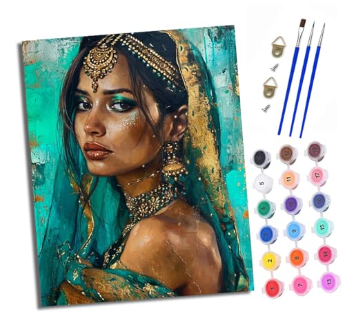 Malen nach Zahlen Erwachsene Schönes indisches Mädchen DIY Handgemalt Ölgemälde Kit Paint by Numbers Adult Mit 3 - Pinseln und Acrylfarbe Knitterfreie Leinwand set - 40 X 50 CM Malen nach Zahlen Erwachsene Schönes indisches Mädchen DIY Handgemalt Ölgemälde Kit Paint by Numbers Adult Mit 3 - Pinseln und Acrylfarbe Knitterfreie Leinwand set - 40 X 50 CM von XXHXIE