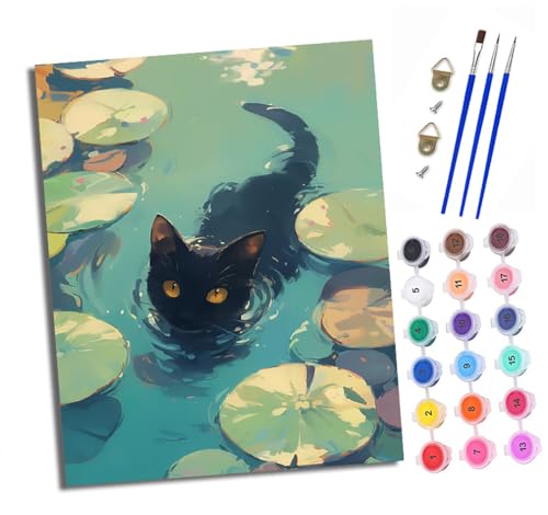 Malen nach Zahlen Erwachsene Schwarze Katze im Bach DIY Handgemalt Ölgemälde Kit Mit 3 - Pinseln und Acrylfarbe Knitterfreie Leinwand set - 40 X 50 CM Mit Rahmen Malen nach Zahlen Erwachsene Schwarze Katze im Bach DIY Handgemalt Ölgemälde Kit Mit 3 - Pinseln und Acrylfarbe Knitterfreie Leinwand set - 40 X 50 CM Mit Rahmen von XXHXIE