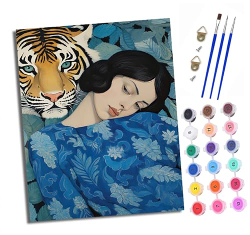 Malen nach Zahlen Erwachsene Tiger und schönes Mädchen DIY Handgemalt Ölgemälde Kit Paint by Numbers Adult Mit 3 - Pinseln und Acrylfarbe Knitterfreie Leinwand set - 40 X 50 CM Malen nach Zahlen Erwachsene Tiger und schönes Mädchen DIY Handgemalt Ölgemälde Kit Paint by Numbers Adult Mit 3 - Pinseln und Acrylfarbe Knitterfreie Leinwand set - 40 X 50 CM von XXHXIE