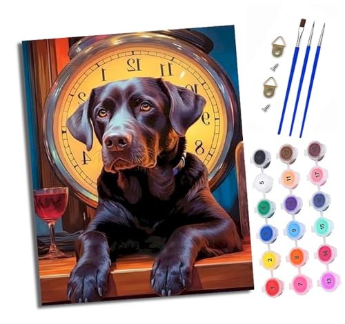 Malen nach Zahlen Erwachsene Uhr Labrador DIY Handgemalt Ölgemälde Kit Mit 3 - Pinseln und Acrylfarbe Knitterfreie Leinwand set - 40 X 50 CM Mit Rahmen Malen nach Zahlen Erwachsene Uhr Labrador DIY Handgemalt Ölgemälde Kit Mit 3 - Pinseln und Acrylfarbe Knitterfreie Leinwand set - 40 X 50 CM Mit Rahmen von XXHXIE