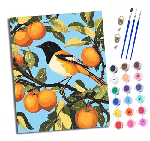 Malen nach Zahlen Erwachsene Vogel auf orangefarbenem Zweig DIY Handgemalt Ölgemälde Kit Mit 3 - Pinseln und Acrylfarbe Knitterfreie Leinwand set - 40 X 50 CM Mit Rahmen Malen nach Zahlen Erwachsene Vogel auf orangefarbenem Zweig DIY Handgemalt Ölgemälde Kit Mit 3 - Pinseln und Acrylfarbe Knitterfreie Leinwand set - 40 X 50 CM Mit Rahmen von XXHXIE