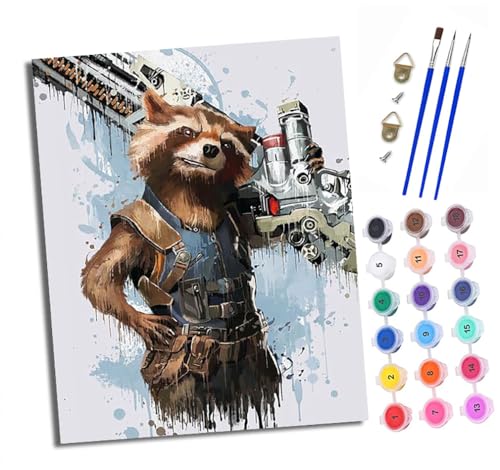 Malen nach Zahlen Erwachsene Waschbär mit einer Waffe DIY Handgemalt Ölgemälde Kit Mit 3 - Pinseln und Acrylfarbe Knitterfreie Leinwand set - 40 X 50 CM Mit Rahmen Malen nach Zahlen Erwachsene Waschbär mit einer Waffe DIY Handgemalt Ölgemälde Kit Mit 3 - Pinseln und Acrylfarbe Knitterfreie Leinwand set - 40 X 50 CM Mit Rahmen von XXHXIE