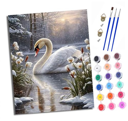 Malen nach Zahlen Erwachsene Weißer Schwan auf dem Schneesee DIY Handgemalt Ölgemälde Kit Paint by Numbers Adult Mit 3 - Pinseln und Acrylfarbe Knitterfreie Leinwand set - 40 X 50 CM Malen nach Zahlen Erwachsene Weißer Schwan auf dem Schneesee DIY Handgemalt Ölgemälde Kit Paint by Numbers Adult Mit 3 - Pinseln und Acrylfarbe Knitterfreie Leinwand set - 40 X 50 CM von XXHXIE
