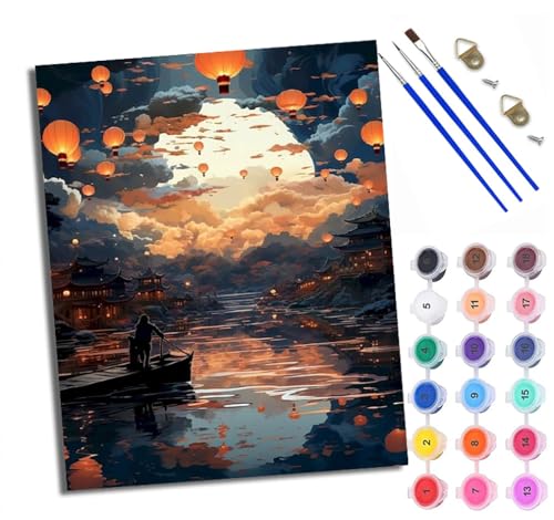 Malen-nach-Zahlen-Set für Erwachsene, Malsets für Anfänger auf klaren Symbolen, farbige Leinwand, bunter Hund in den Blumen, Acryl-Pigment, Zeichnen, Malerei für Zuhause, Wanddekoration, rahmenlos von XXHXIE