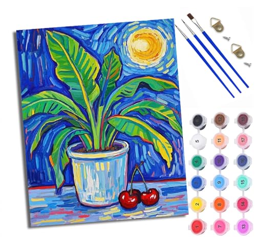 Malen nach Zahlen für Erwachsene, DIY Malen nach Zahlen, Geist und gelber Ballon mit Acrylfarben, vorgedruckte Leinwand und Pinsel, Geschenk, Wanddekoration, 40,6 x 50,8 cm, ohne Rahmen von XXHXIE