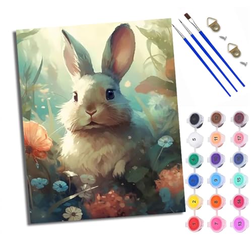 Malen nach Zahlen für Erwachsene, Malen-nach-Zahlen-Set, niedlicher kleiner Welpe mit Acrylfarben, vorgedruckte Leinwand und Pinsel, Geschenk, Wanddekoration, 40,6 x 50,8 cm, ohne Rahmen von XXHXIE