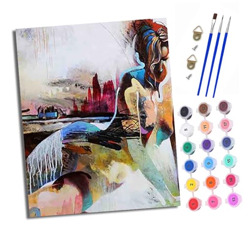 XXHXIE Malen Nach Zahlen Erwachsene-DIY Handgemalt Ölgemälde KitAbstrakte Figuren für Anfänger Mit 3-Pinseln und Acrylfarbe Handgemalt öLgemäLde Kit Als Geschenk 40x50cm (Mit Rahmen) von XXHXIE