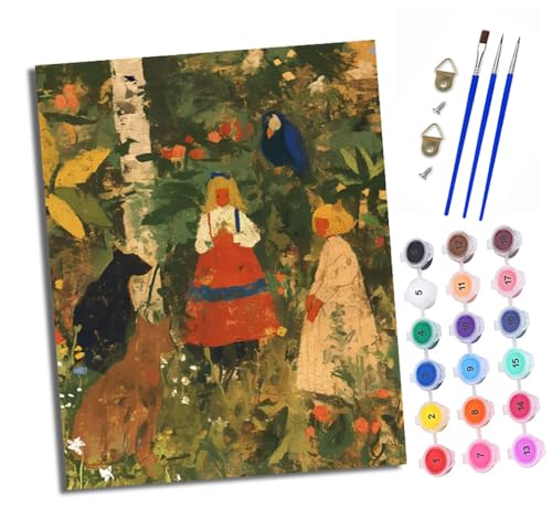 XXHXIE Malen Nach Zahlen Erwachsene-DIY Handgemalt Ölgemälde KitCartoon-Mädchen und Tiere für Anfänger Mit 3-Pinseln und Acrylfarbe Handgemalt öLgemäLde Kit Als Geschenk 40x50cm (Rahmenlos) von XXHXIE