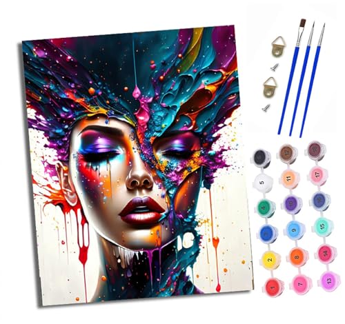 XXHXIE Malen Nach Zahlen Erwachsene-DIY Handgemalt Ölgemälde KitFarbspritzige Porträts für Anfänger Mit 3-Pinseln und Acrylfarbe Handgemalt öLgemäLde Kit Als Geschenk 40x50cm (Rahmenlos) von XXHXIE