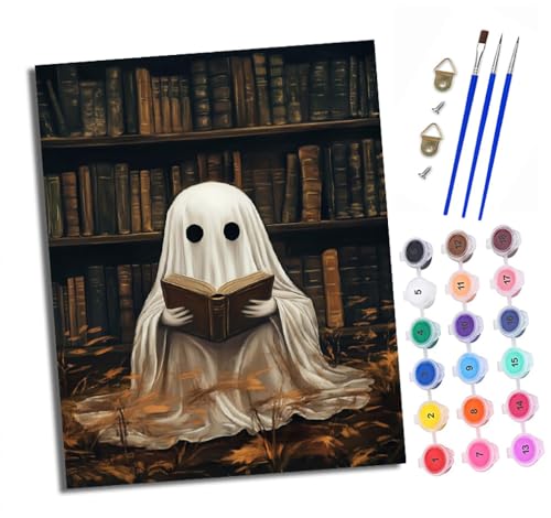 XXHXIE Malen Nach Zahlen Erwachsene-DIY Handgemalt Ölgemälde KitGeist in der Bibliothek für Anfänger Mit 3-Pinseln und Acrylfarbe Handgemalt öLgemäLde Kit Als Geschenk 40x50cm (Mit Rahmen) von XXHXIE