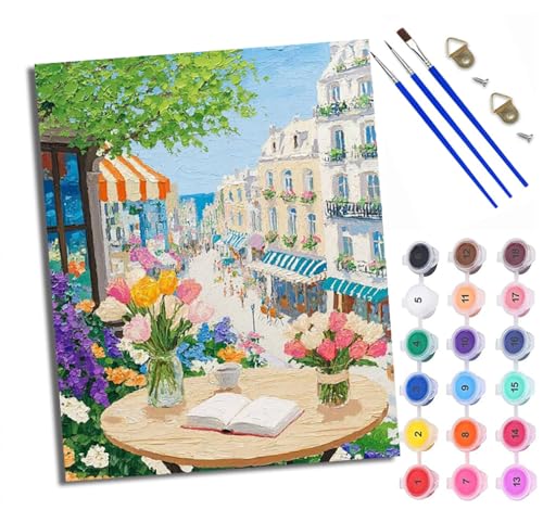 XXHXIE Malen Nach Zahlen Erwachsene-DIY Handgemalt Ölgemälde KitGeister-Nachmittagsteezeit für Anfänger Mit 3-Pinseln und Acrylfarbe Handgemalt öLgemäLde Kit Als Geschenk 40x50cm (Rahmenlos) von XXHXIE