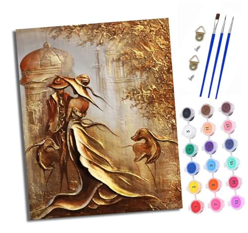 XXHXIE Malen Nach Zahlen Erwachsene-DIY Handgemalt Ölgemälde KitGoldenes Paar für Anfänger Mit 3-Pinseln und Acrylfarbe Handgemalt öLgemäLde Kit Als Geschenk 40x50cm (Rahmenlos) von XXHXIE