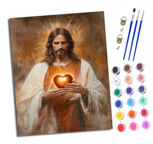 XXHXIE Malen Nach Zahlen Erwachsene-DIY Handgemalt Ölgemälde KitJesus lieben für Anfänger Mit 3-Pinseln und Acrylfarbe Handgemalt öLgemäLde Kit Als Geschenk 40x50cm (Rahmenlos) von XXHXIE