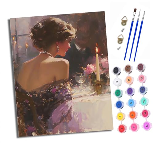 XXHXIE Malen Nach Zahlen Erwachsene-DIY Handgemalt Ölgemälde KitKerzenkleid Mädchen für Anfänger Mit 3-Pinseln und Acrylfarbe Handgemalt öLgemäLde Kit Als Geschenk 40x50cm (Rahmenlos) von XXHXIE
