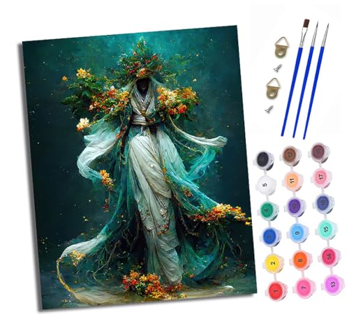 XXHXIE Malen Nach Zahlen Erwachsene-DIY Handgemalt Ölgemälde KitMenschen umgeben von Blumen für Anfänger Mit 3-Pinseln und Acrylfarbe Handgemalt öLgemäLde Kit Als Geschenk 40x50cm (Rahmenlos) von XXHXIE