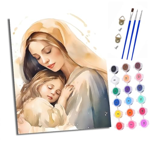 XXHXIE Malen Nach Zahlen Erwachsene-DIY Handgemalt Ölgemälde KitMutterumarmung für Anfänger Mit 3-Pinseln und Acrylfarbe Handgemalt öLgemäLde Kit Als Geschenk 40x50cm (Mit Rahmen) von XXHXIE