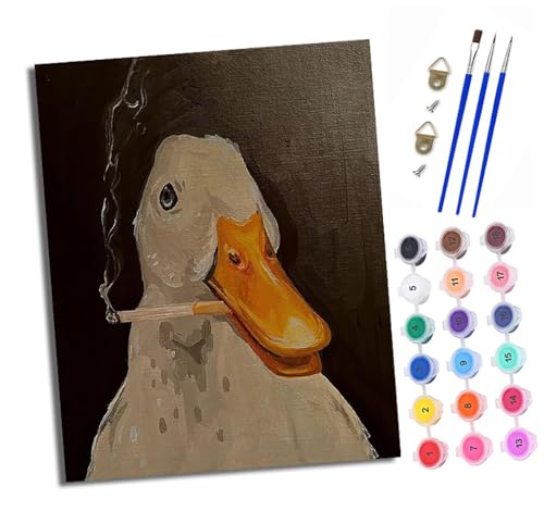 XXHXIE Malen Nach Zahlen Erwachsene-DIY Handgemalt Ölgemälde KitRäucherente für Anfänger Mit 3-Pinseln und Acrylfarbe Handgemalt öLgemäLde Kit Als Geschenk 40x50cm (Mit Rahmen) von XXHXIE