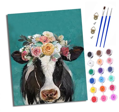 XXHXIE Malen Nach Zahlen Erwachsene-DIY Handgemalt Ölgemälde KitRose Süßes Kalb für Anfänger Mit 3-Pinseln und Acrylfarbe Handgemalt öLgemäLde Kit Als Geschenk 40x50cm (Rahmenlos) von XXHXIE