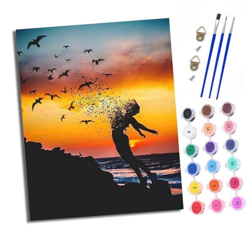 XXHXIE Malen Nach Zahlen Erwachsene-DIY Handgemalt Ölgemälde KitSonnenuntergang Vogel Silhouette für Anfänger Mit 3-Pinseln und Acrylfarbe Handgemalt öLgemäLde Kit Als Geschenk 40x50cm (Mit Rahmen) XXHXIE Malen Nach Zahlen Erwachsene-DIY Handgemalt Ölgemälde KitSonnenuntergang Vogel Silhouette für Anfänger Mit 3-Pinseln und Acrylfarbe Handgemalt öLgemäLde Kit Als Geschenk 40x50cm (Mit Rahmen) von XXHXIE