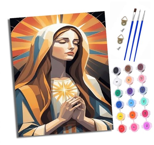 XXHXIE Malen Nach Zahlen Erwachsene-DIY Handgemalt Ölgemälde KitStatue der Jungfrau Maria für Anfänger Mit 3-Pinseln und Acrylfarbe Handgemalt öLgemäLde Kit Als Geschenk 40x50cm (Rahmenlos) von XXHXIE